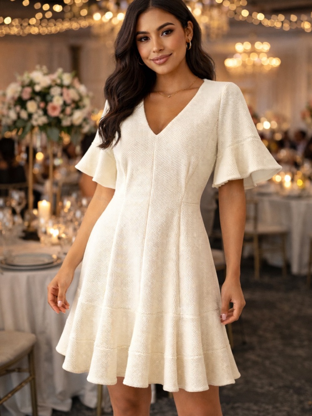 Rebecca Taylor Short Sleeve Fitted Mini Dress Textured Event Cocktail Feminine 8